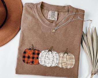 Patchwork Pumpkin Shirt Comfort Colors Fall Tee