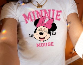 Disney Characters Baby Tee, Mickey Mouse Minnie Mouse Donald Duck Daisy Duck Goofy Pluto Shirt, Vintage Y2K Graphic Disney Parks Outfit