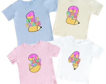 Grade Level Kids Shirt with Cute Pencil Number Design for Back to School Students