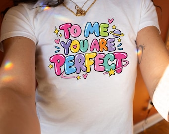 To Me Jung Kook's You Are Perfect Baby Tee, Colorful Y2K Love Shirt