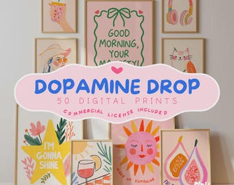 Dopamine Drop 50 Colorful Digital Prints, Maximalist Gallery Set (Commercial License)