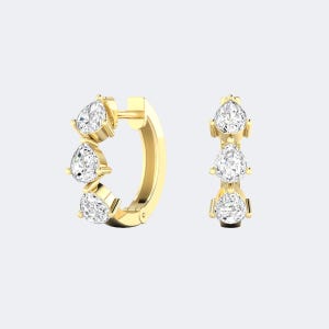 Triple Pear Diamond Drop Earrings | Lab Grown Multi Pear Fine Jewelry | Handcrafted Solid Gold Platinum Silver | Bridal Gift For Her