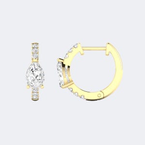 Pear Diamond Pavé Drop Earrings | Lab Grown Pear Centre Round Pavé Fine Jewelry | Handcrafted Solid Gold Platinum Silver | Gift For Her