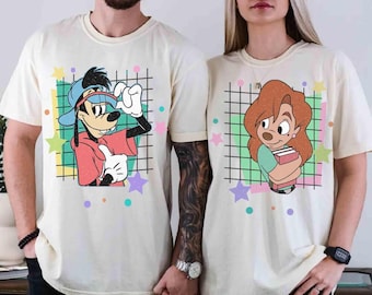 Retro 90s A Goofy Movie His Roxanne And Her Max Goofy T-shirt, Disneyland Couples Valentine's Day Matching Tee Disneyland Vacation WDW Gift