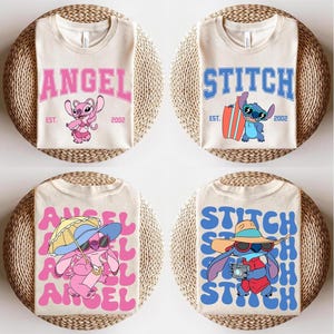 Custom Stitch & Angel Couple Shirt: Matching Vacation Tees image 1