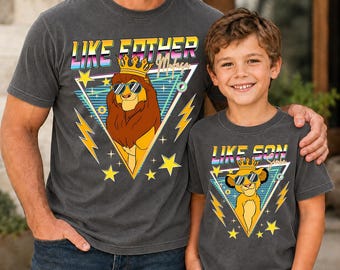 Camiseta Disneyland Metal de los 90 El Rey León Día del Padre, Mufasa y Simba, De tal palo tal astilla, Camiseta a juego para padre e hijo