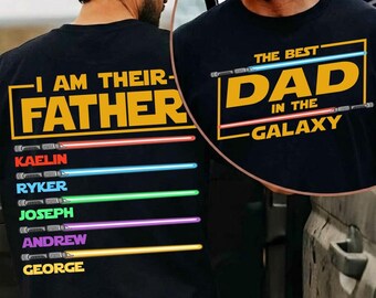 Custom Name I Am Their Father Comfort Color T-Shirt, Best Dad In The Galaxy Tee, Star Wars Lightsabers Shirt, Disneyland Trip Shirt 2026