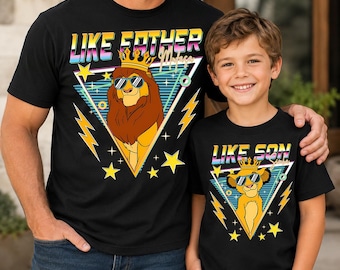 Camiseta Disneyland Metal de los 90 El Rey León Día del Padre, Mufasa y Simba, De tal palo tal astilla, Camiseta a juego para padre e hijo