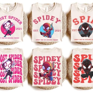 2-sided Marvel Spidey And His Amazing Friends Shirt, Ghost Spider Spin Matching Tee, Disneyland MCU Comic Tee, Disneyland Family Trip Gifts image 1