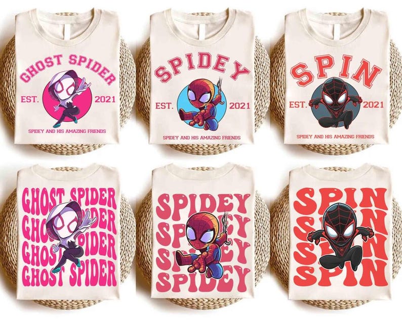 2-sided Marvel Spidey And His Amazing Friends Shirt, Ghost Spider Spin Matching Tee, Disneyland MCU Comic Tee, Disneyland Family Trip Gifts image 1