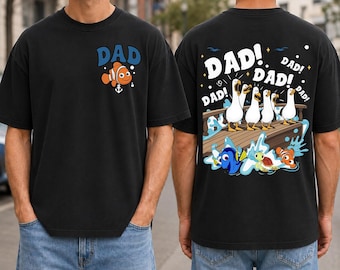 Two-sided Pixar Finding Nemo Seagull Mom Dad Shirt, Finding Nemo Dad Tee, Personalized WDW Disneylandland Dad Tee, Father's Day Shirt