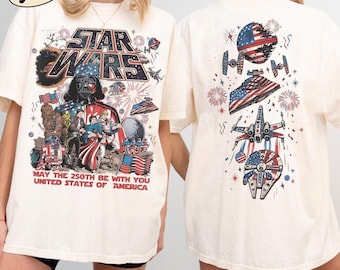 Retro Disneyland 2-Side May The 250th Be With You T-shirt, Vintage Star Wars 4th of July Shirt, Independence Day, USA 250th Anniversary