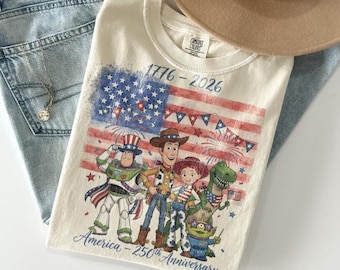 Comfort Colors Toy Story 4th Of July Shirt, America 250th Anniversary,Disneyland Independence Day Family Trip Shirt, 4th of July Celebration
