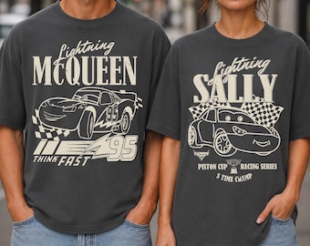 Retro Cars Matching Shirt: Lightning McQueen & Sally Couple Tee, Retro McQueen Shirt, Sally Shirt, Disneyland Trip Shirt