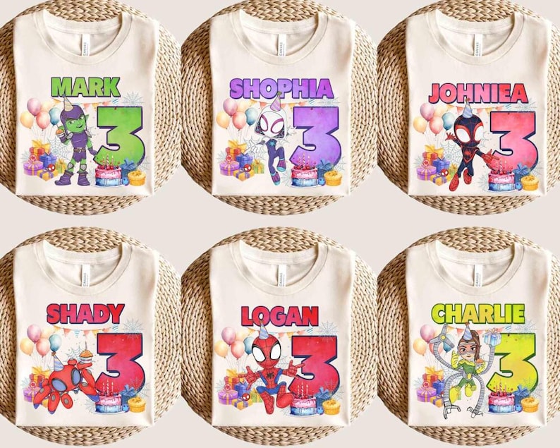 Personalized Name Age Spidey and His Amazing Friends Birthday Shirts, Custom Marvel Ghost Spider Spin Birthday Gift, Disneyland Family Trip imagem 1