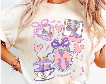 Disneyland Coquette Bows Figment Shirt, Retro Figment Walt Disneyland Epcot Center Shirt, One Little Spark Shirt, Trip Matching Shirt