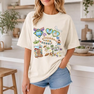 Vintage Toy Story 5 Inspired Shirt, Retro Friendship Graphic Tee, Buzz Lightyear Alien Friends Comfort Colors Shirt, Cartoon Movie Fan Gift image 1