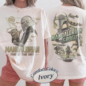 Vintage 2 Sided Star Wars The Mandalorian And Grogu Shirt, Grogu Bounty Hunter, Baby Yoda Tee, 90s Style Star Wars Shirt, Mandalorian Shirt image 1