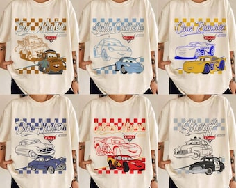 Retro Disneyland Cars Shirt, Checkered Lightning McQueen Shirt, Cars Sally Shirt, Disneyland Family Trip Shirts, Disneyland Vacation Tee
