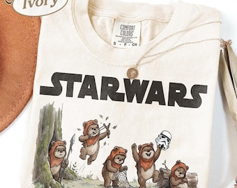 Comfort Colors Star Wars Ewok Emotions Shirt, Retro Ewok Washed Tee, Galaxy's Edge Trip, Vintage Star Wars Shirt, Family Matching Trip Shirt