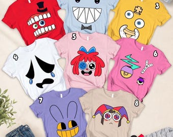 Customize The Amazing Digital Circus Halloween Character Shirt, Digital Circus Costum Tee, Pomni Jax Gangle Shirt, Halloween Family Matching