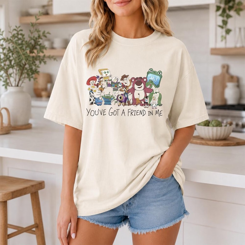 Cowboy Toy and Alien Friends Tee, You've Got A Friends In Me RetroToy Story 5 Inspired Shirt, Friendship Gift Comfort Color for Best Friends image 1