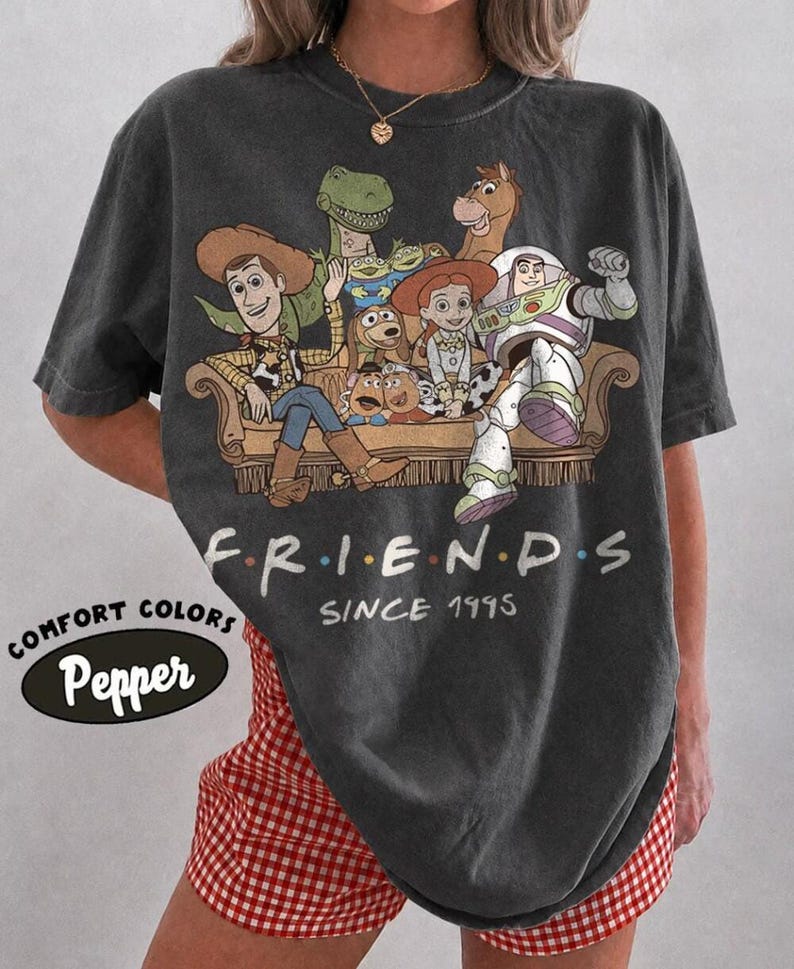 Retro Toy Story Friends Shirt, Woody and Buzz Graphic Top, Friends Since 1995 Tee, Pixar Movie Nostalgia Apparel, Cute Birthday Gift Shirt image 1