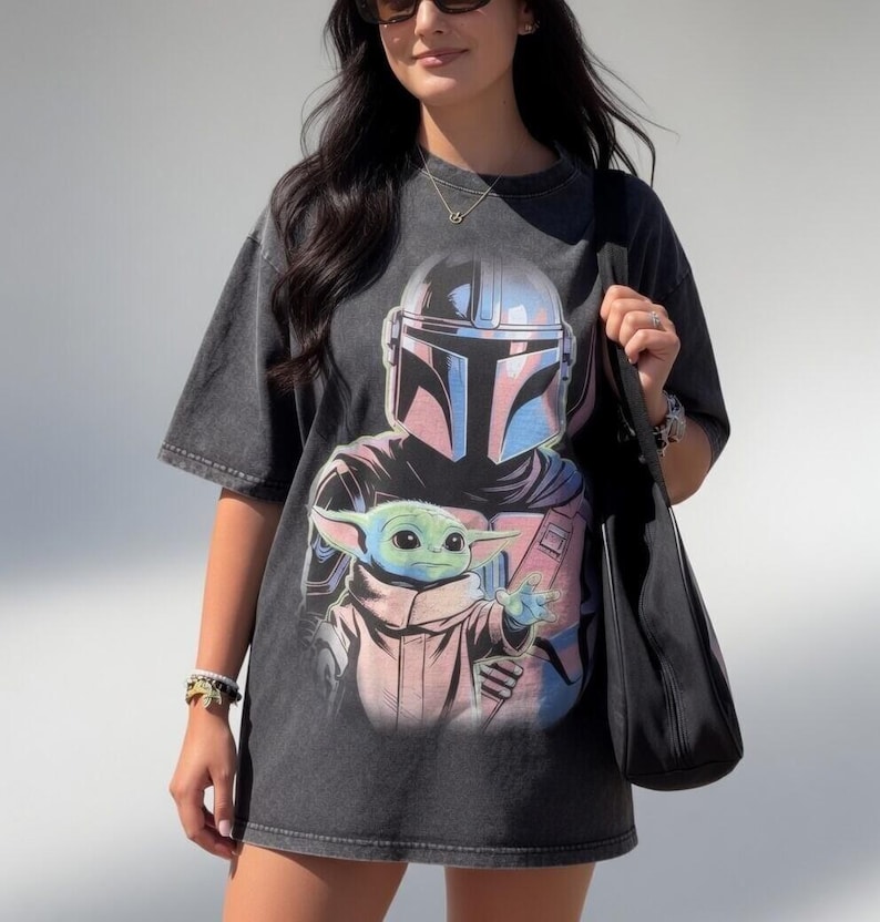 Mandalorian Grogu Shirt, Bab Yoda T-Shirt, Star Wars This Is The Way Tee, Disneyland Vintage Family Matching Trip, 90s Style Star Wars Shirt image 1