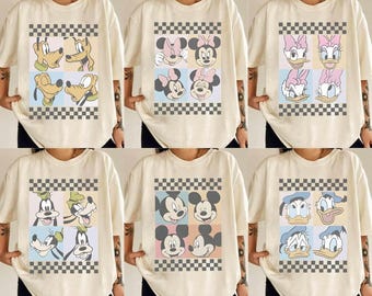 Vintage Mickey and Friends Checkered Shirt, Disneyworld Family Vacation Shirt, Disneyland Family Trip Shirt, Magic Kingdom Shirt