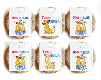 Lion King Gender Party Tee, Pink or Blue Team Shirt, Simba and Nala Gender shirt, Disneyland Gender Reveal Tee, Disneyland Pink or Blue Gift