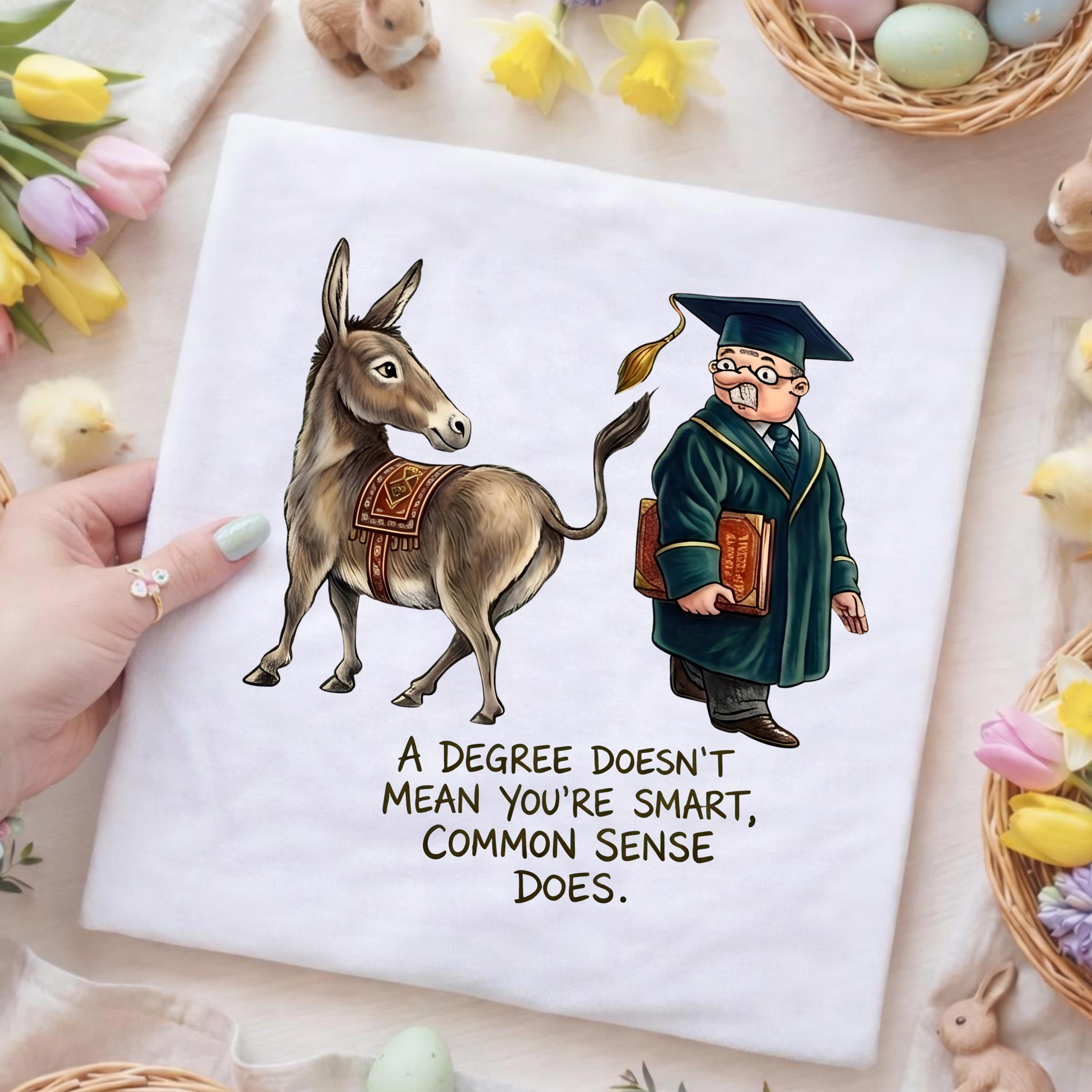 Funny Graduation Donkey PNG, A Degree Doesn’t Mean You’re Smart Quote ...