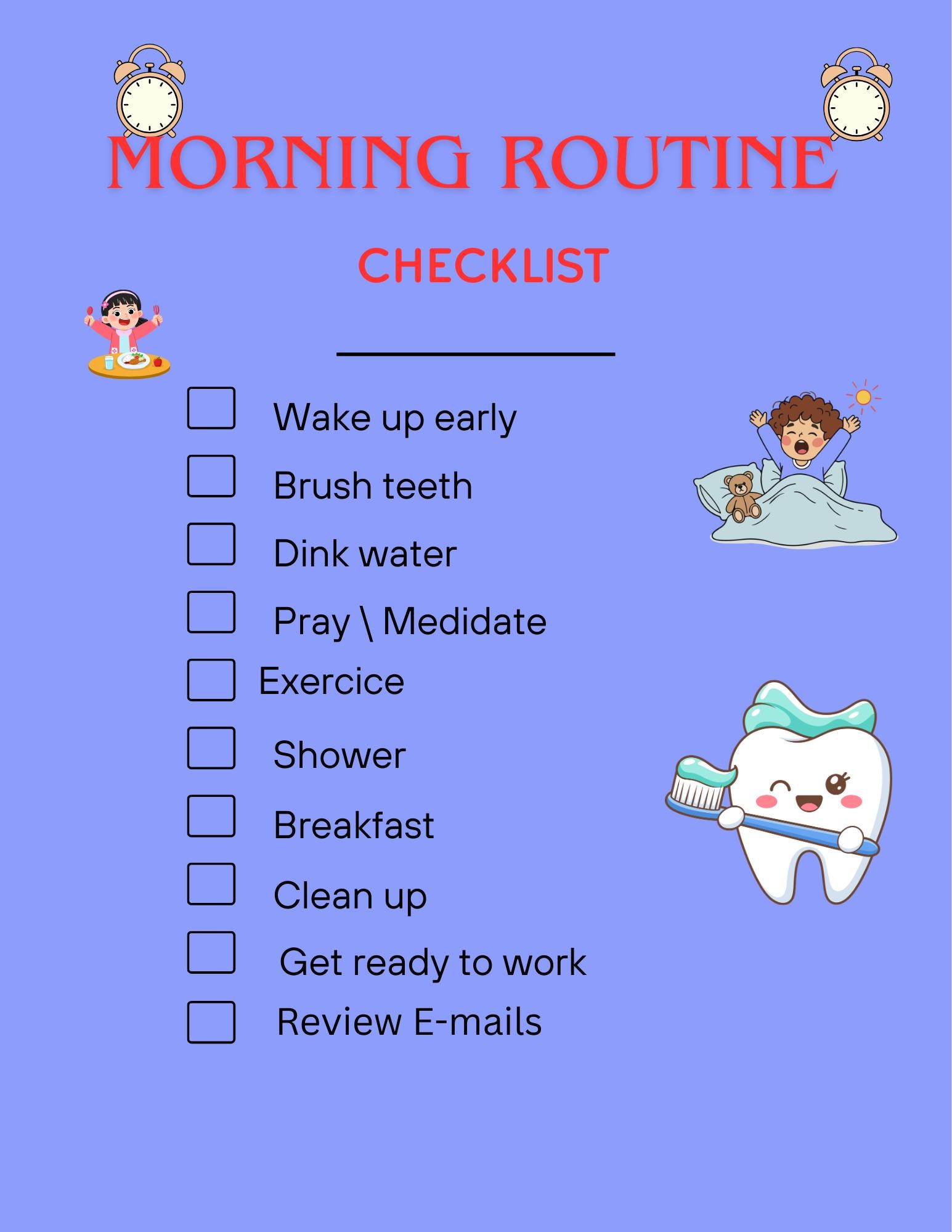 Morning Routine Checklist Printable - Etsy