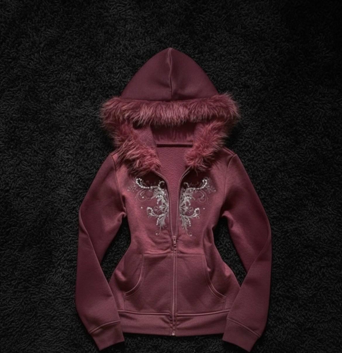 Y2k jacket with fur hoodie - Etsy 日本