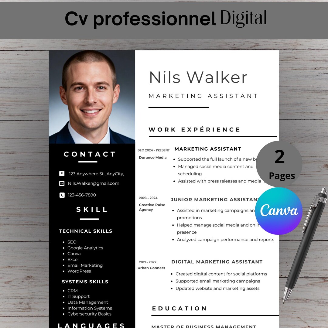 CV Template Canva Creative CV ATS Cv Templates Editable Instant ...