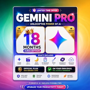 Suscripción Gemini Pro de 18 meses, 100% garantizada, enlace de canje, VEO3, Wisk, NotebookLM, Antigravity, 5 TB de almacenamiento en la nube, activación oficial.