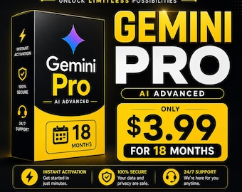 Gemini Pro 18 Month  Plan | All AI Features | Deep Research • Image Generation  • 5TB Storage