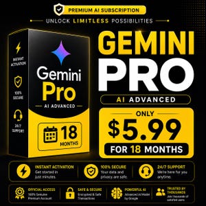Gemini Pro 18ヶ月プラン | 全AI機能搭載 | ディープリサーチ • 画像生成 • 5TBストレージ
