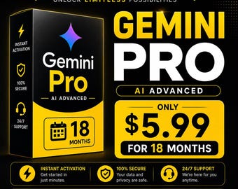 Gemini Pro 18 Month  Plan | All AI Features | Deep Research • Image Generation  • 5TB Storage