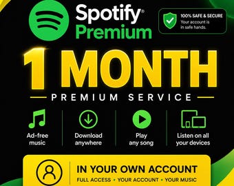Spotify-abonnement van 1 maand | Reclamevrije muziek, offline downloads (digitale levering)