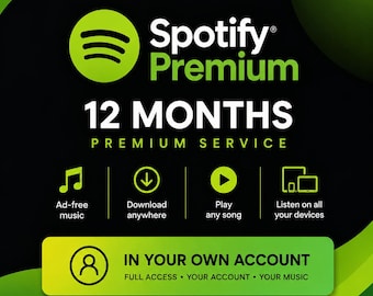 Spotify 12 Month Subscription | Ad-Free Music, Offline Downloads (Digital Delivery)