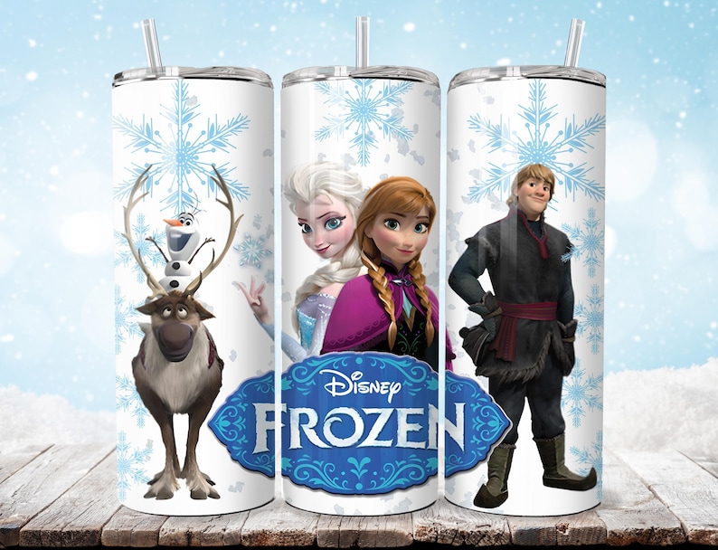 Puede incluir: Un vaso blanco con personajes de Frozen de Disney, incluyendo a Elsa, Anna, Kristoff, Olaf y Sven. El vaso tiene un patr&oacute;n de copos de nieve azules y el logotipo de Disney Frozen. Incluye una pajita.