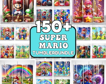 200 Super Mario Tumbler Wrap Bundle, 20 Unzen schmale Tumbler Wrap, 20 Unzen Tumbler Png Sublimation Design, digitale Instant Download Designs