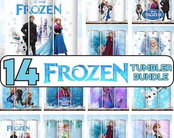 Frozen 20oz Tumbler Wraps | Elsa Anna PNG Bundle | Winter Ice Princess Tumbler Designs