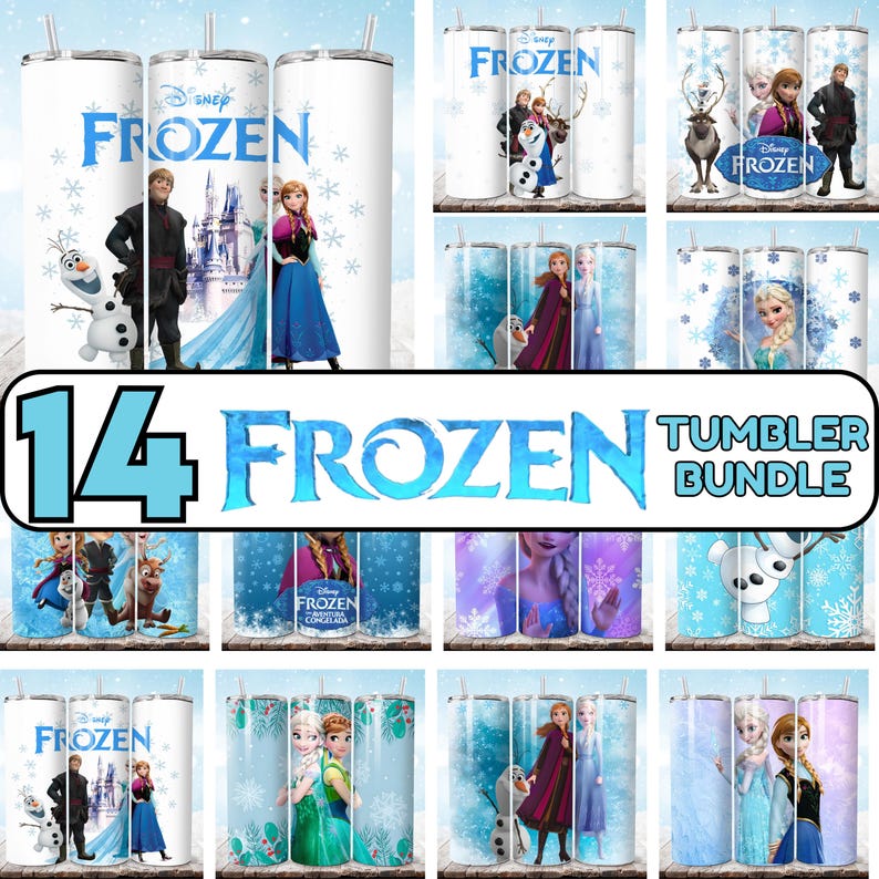 Puede incluir: Un conjunto de 14 vasos tem&aacute;ticos de Frozen. Los vasos presentan personajes como Elsa, Anna, Olaf y Kristoff, con el logotipo de Disney Frozen. Los vasos son blancos con varios dise&ntilde;os y colores, incluyendo azul, morado y copos de nieve.