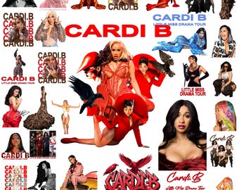 Cardi B Little Miss Drama png-bundel, Cardi B Am I The Drama-concerttour png, Cardi B-shirt png, rapsuperster Cardi B-outfit png