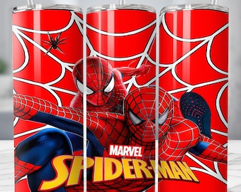 漫画のスーパーヒーロー20オンスタンブラーラップPNG、バレンタインスパイダースキニータンブラーPNG、映画漫画20オンストレートタンブラーラップ
