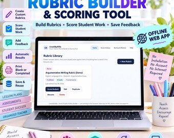 Teacher Rubric Builder & Scoring Tool | Offline Web App | Custom Rubric Maker for Teachers | Digital Assessment Tool