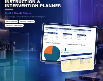 Small Group Intervention Planner, Teacher Data Tracker, Progress Monitoring Spreadsheet, Excel & Google Sheets