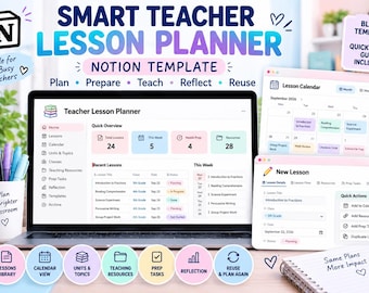 Notion Teacher Lesson Planner Template | Lesson Planning, Teaching Resources & Prep Task Organizer