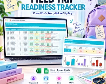 Field Trip Permission Tracker, Teacher Field Trip Planner Spreadsheet, Student Readiness Tracker, Excel & Google Sheets